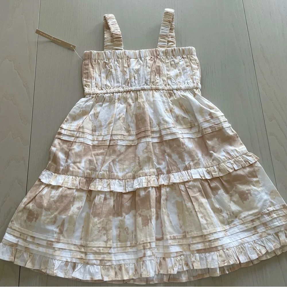 Cleobella Littles Jolene Dress in Watercolor Ikat Beige 3T